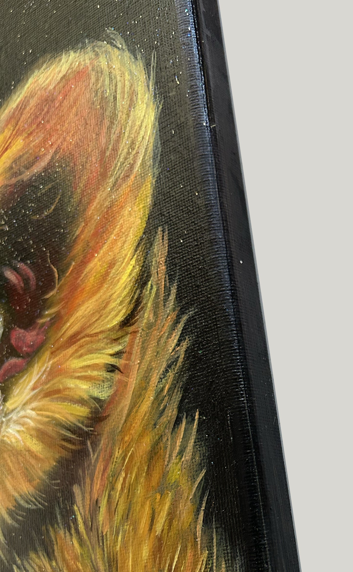 A lion cub oil painting on canvas. 61 x 45.5 x 31.8 cm