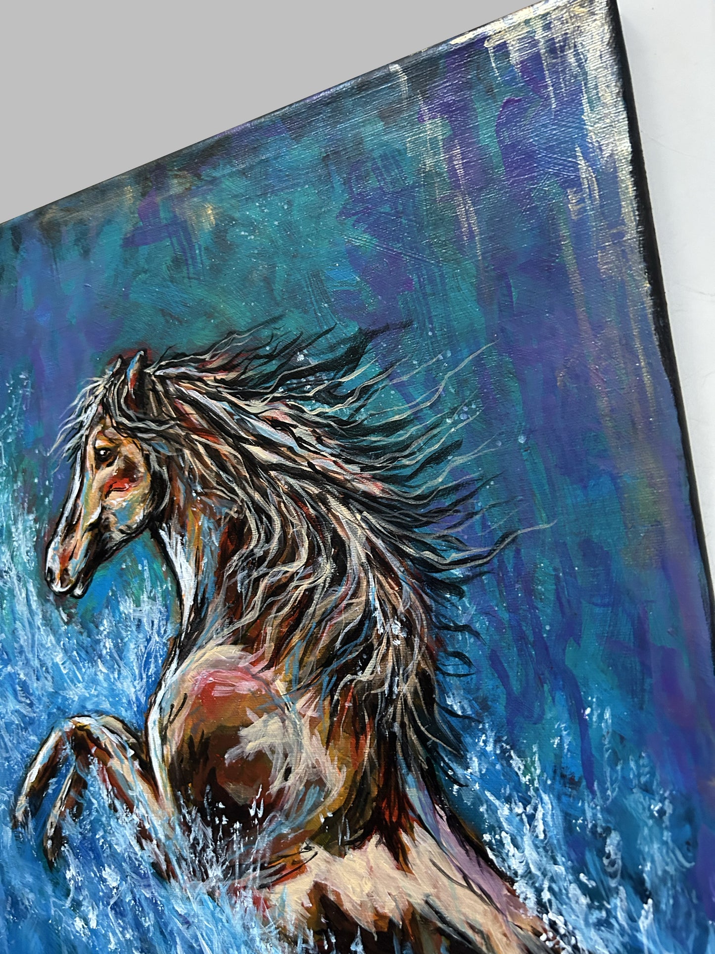Horse acrylic painting on canvas. 39.5 x 50 cm, unframed on canvas