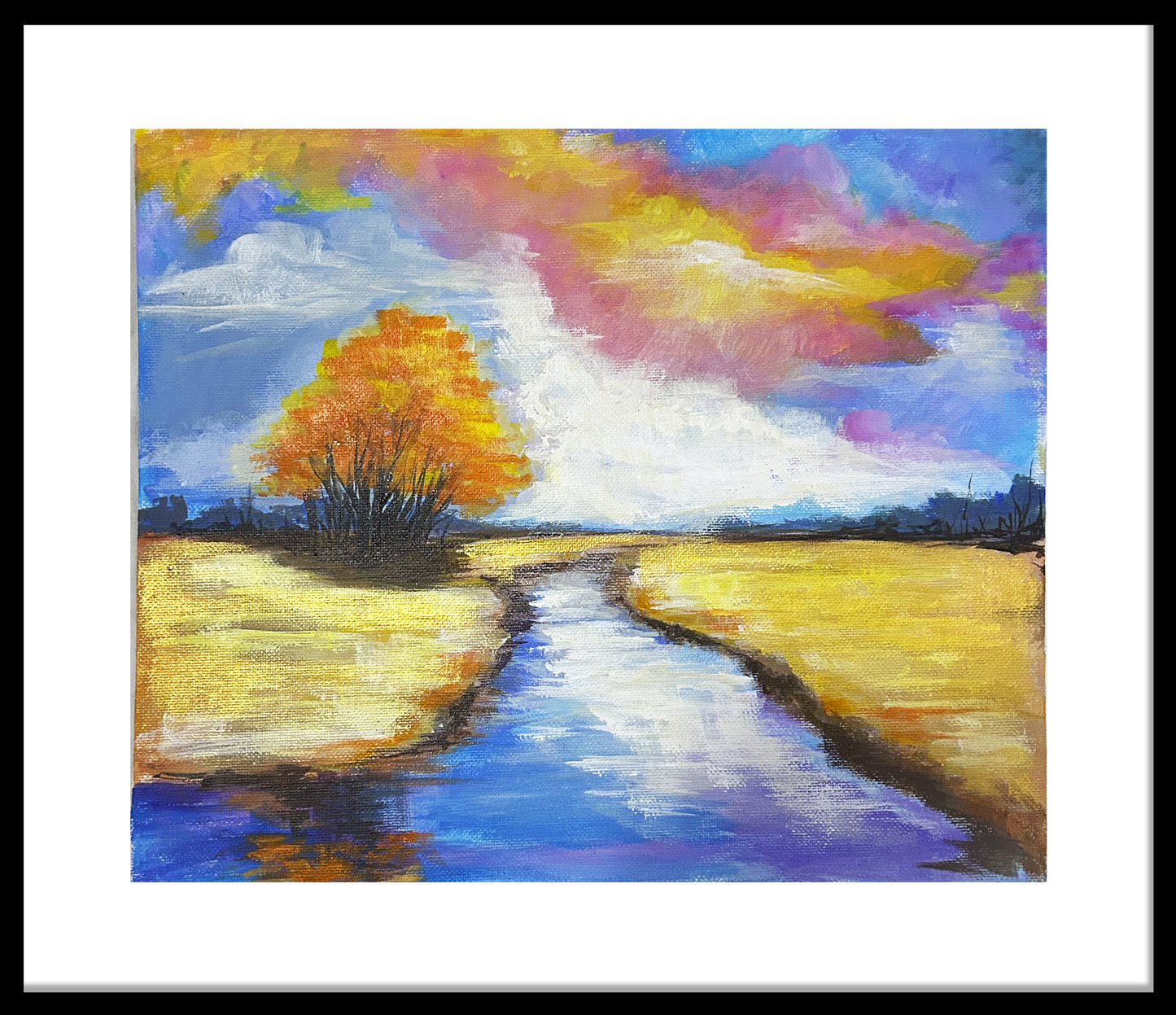 Landscape painting on canvas panel. 8.27 inches by 11.69 inches, unframed