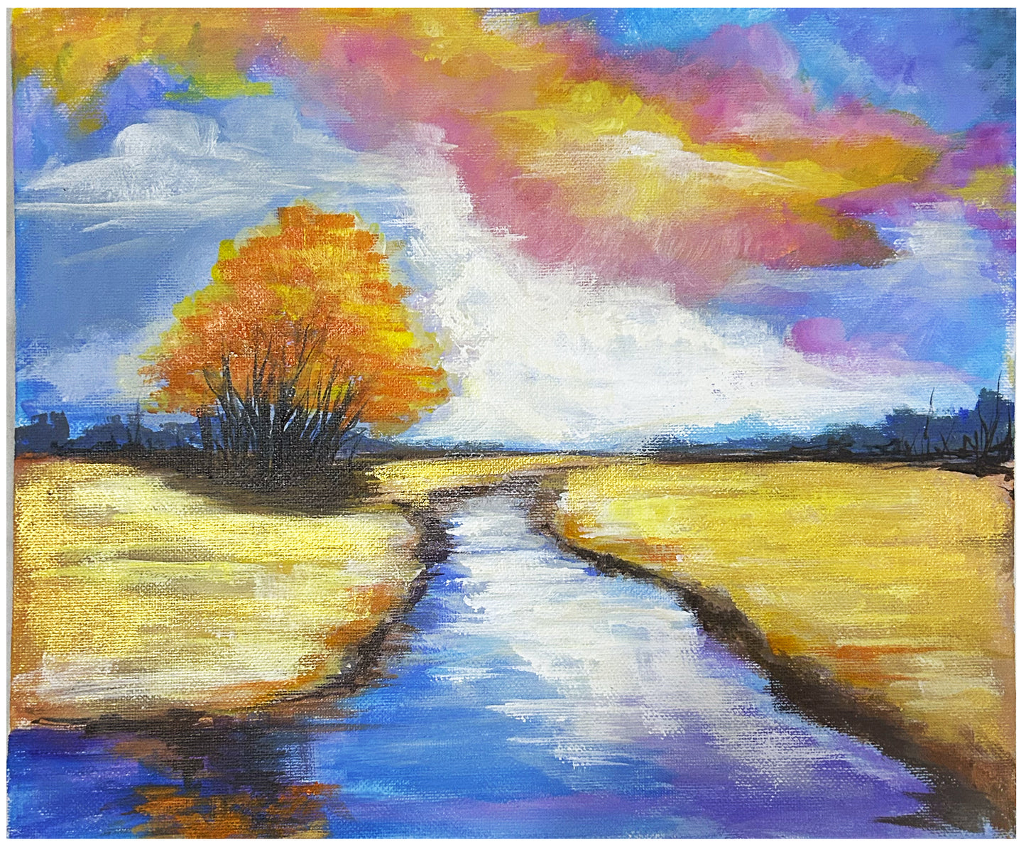 Landscape painting on canvas panel. 8.27 inches by 11.69 inches, unframed