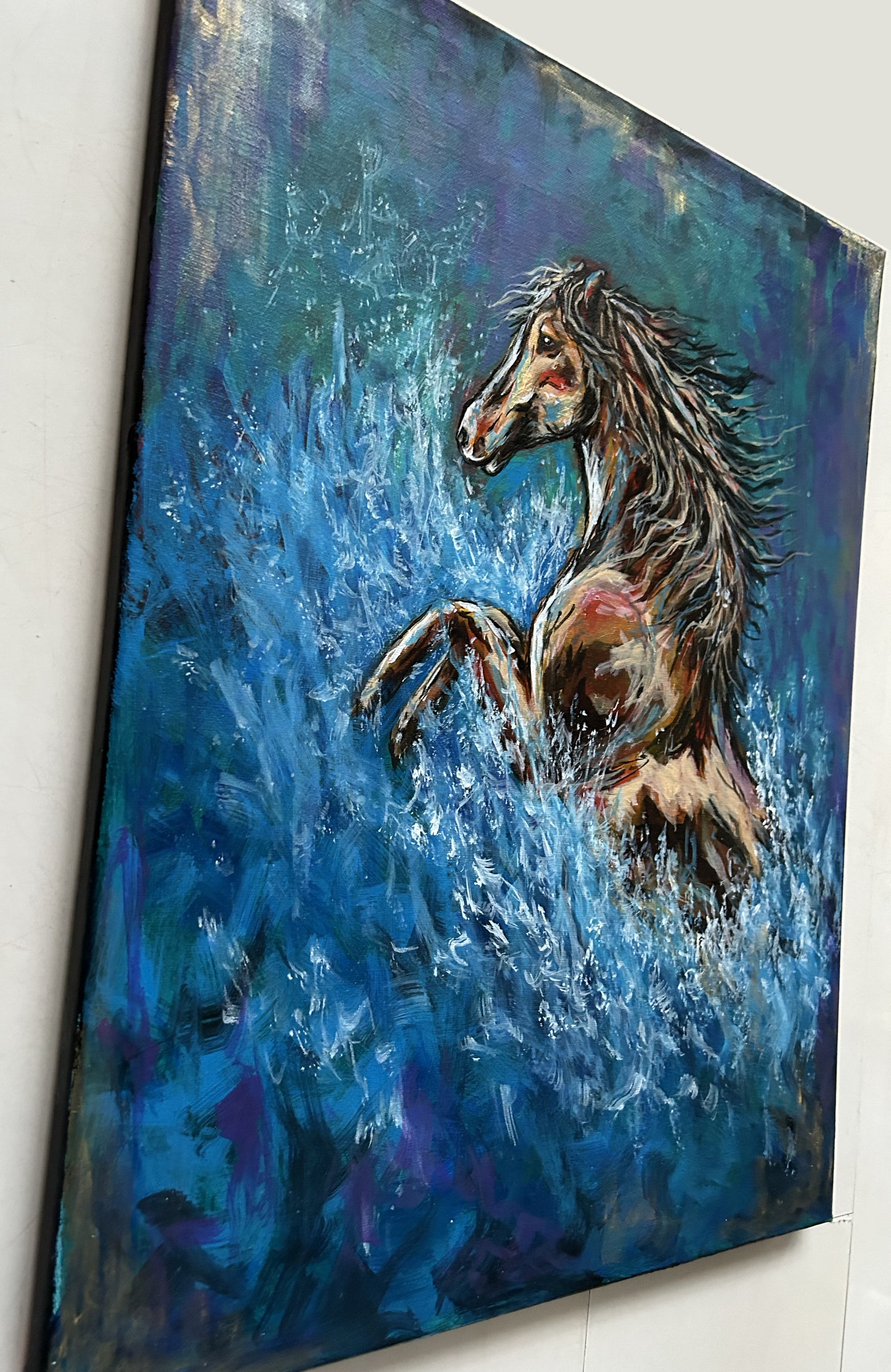 Horse acrylic painting on canvas. 39.5 x 50 cm, unframed on canvas