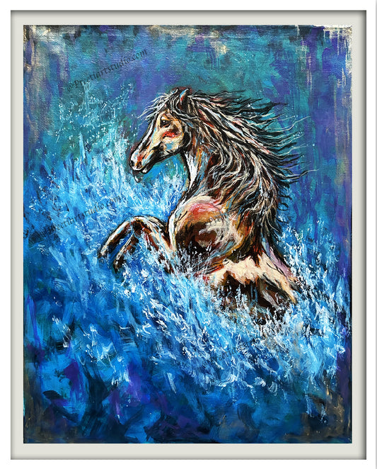 Horse acrylic painting on canvas. 39.5 x 50 cm, unframed on canvas