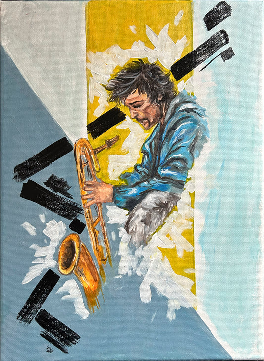 Painting on canvas. 8.27 inches by 11.69 inches, unframed