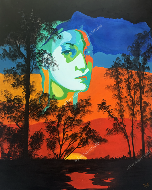 Acrylic original Sunset painting on canvas | 75.5 x 61 cm | Unframed on canvas | Sunset Home Decor | Sunset Wall Art